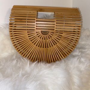 Wooden half moon clutch